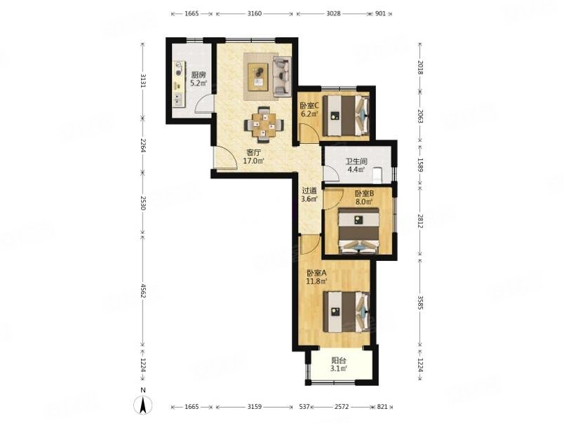 边户明厨明卫东坝金隅汇景苑四区高层三居室满五随时看房