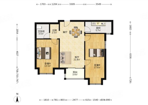 中国铁建万科翡翠国际3室2厅1卫90.23㎡南219万