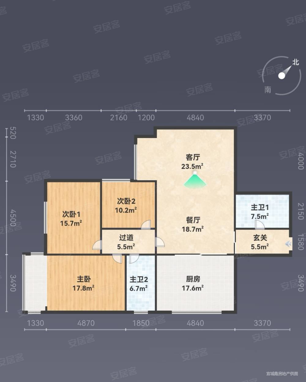 天利广场3室2厅2卫146㎡南北69.8万