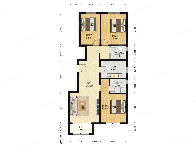 美澜湾c区 新上高层三居 全明户型 诚心出售