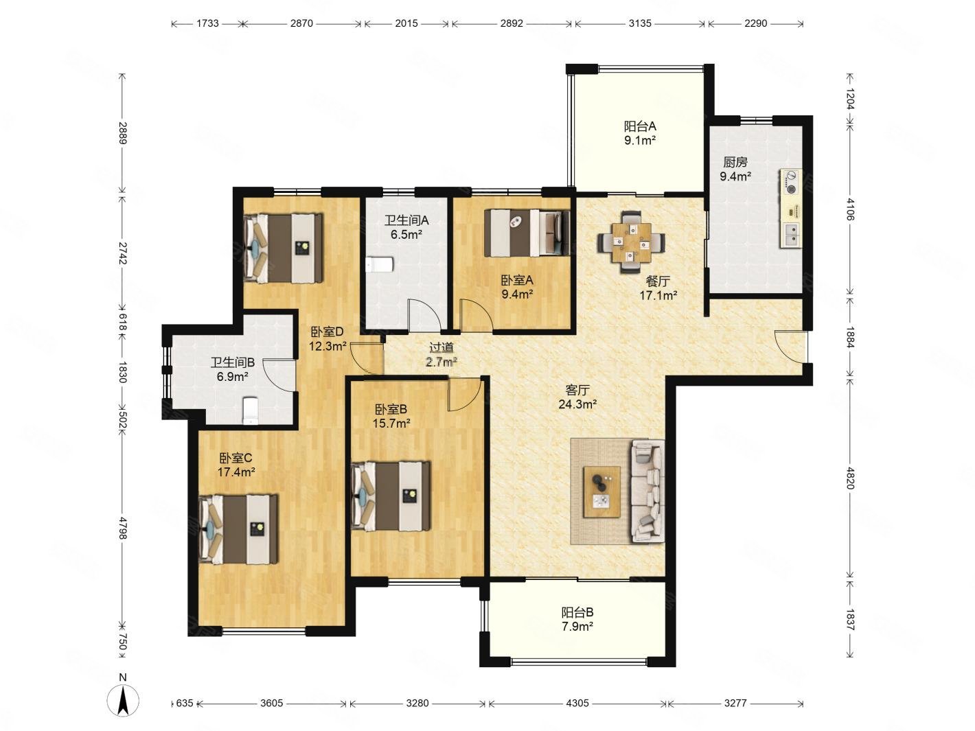 玲珑湾花园七八区4室2厅精装修一线湖景房