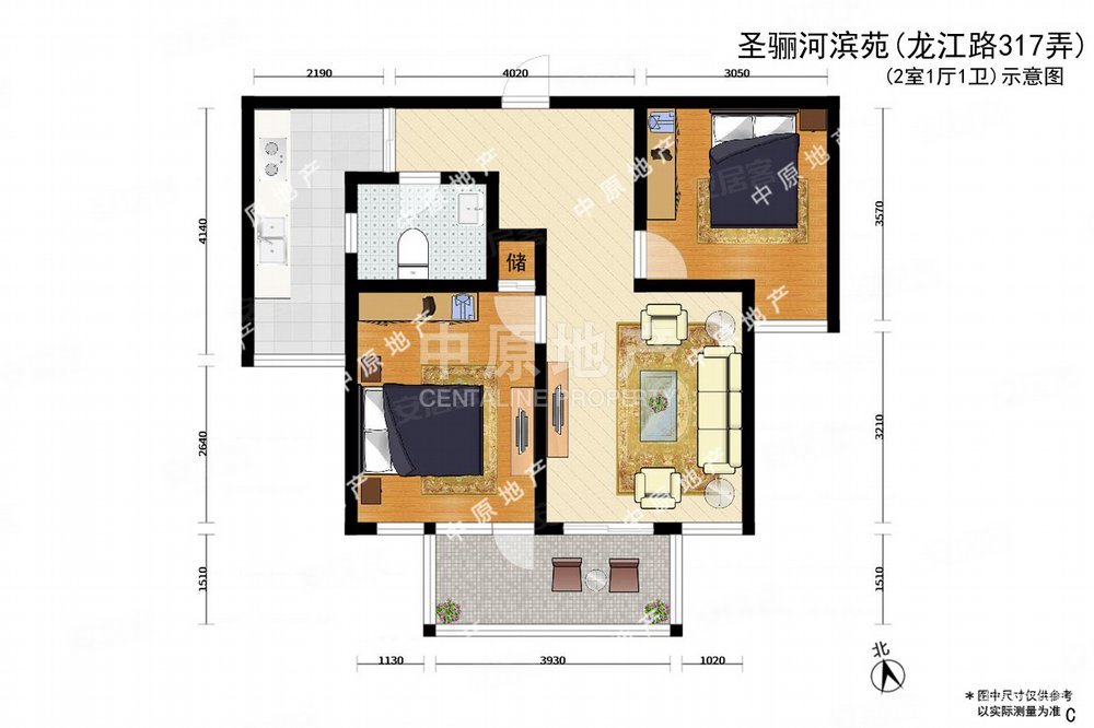 圣骊河滨苑(北区)2室1厅1卫83.31㎡南851万