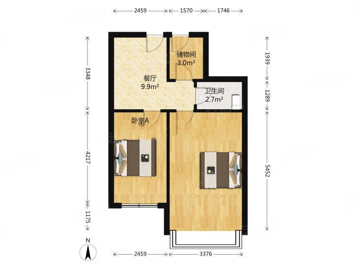 奇山西街小区3室2厅1卫60㎡南北35万