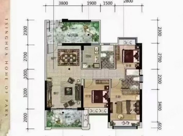 恒福时代城3室2厅2卫102㎡南北52.8万