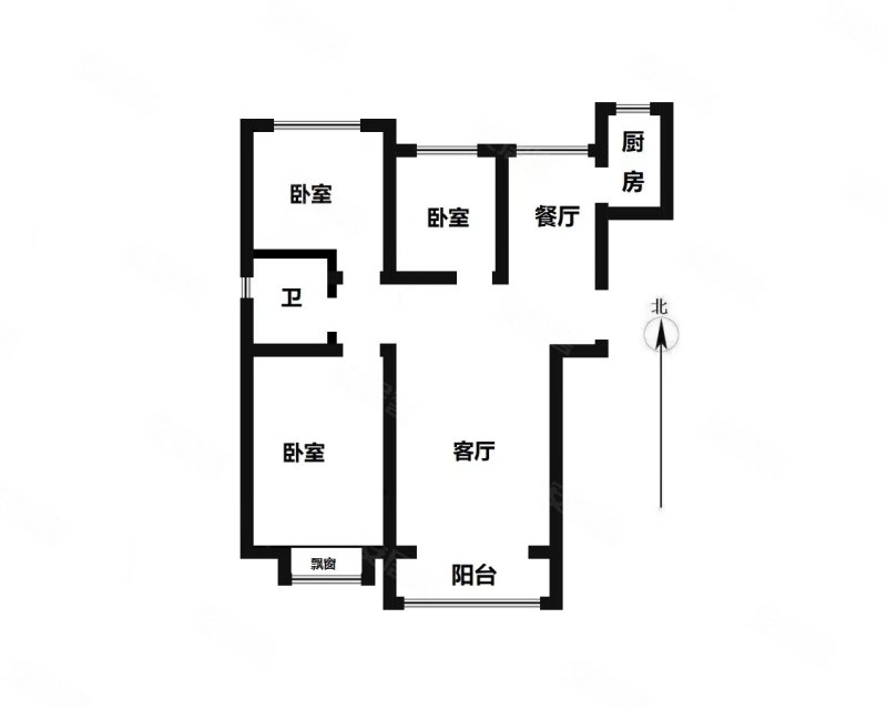 翡翠城3室2厅1卫118㎡南北90万