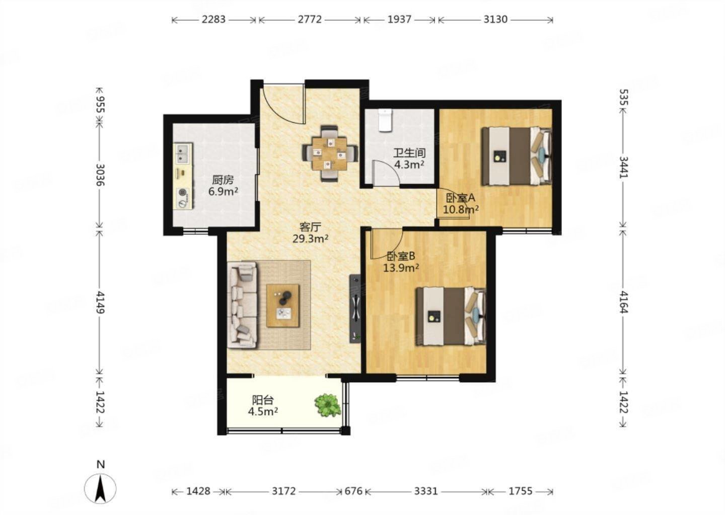 南石家庄两室满二中门户型方正南向客卧采光好房东诚心出
