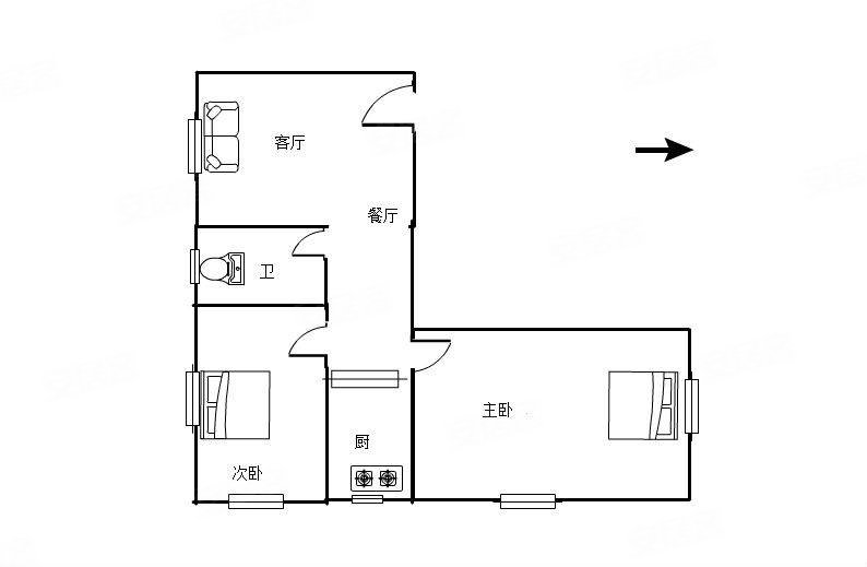 鹽場堡水岸華庭兩室兩套精裝出售戶型通透格局方正看房方便