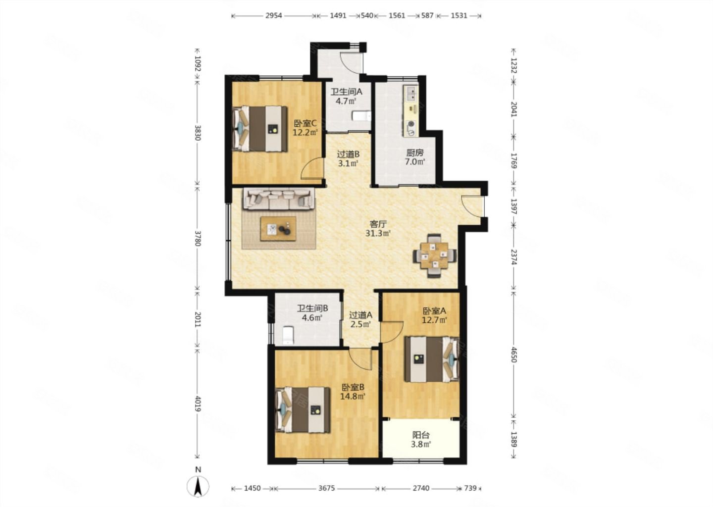 润景园著二手房,179万,3室2厅,2卫,137.9平米-太原安居客