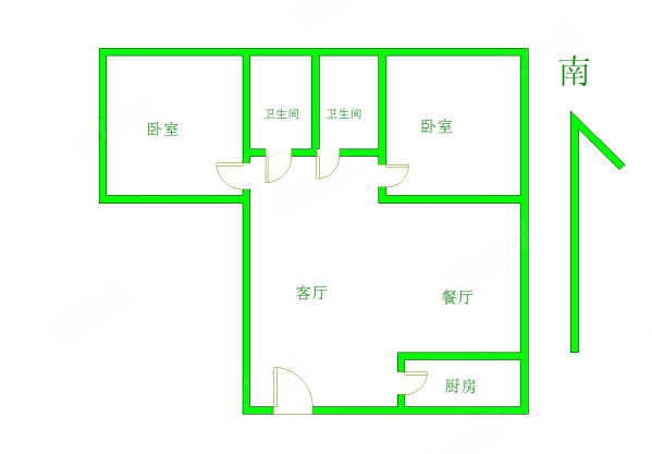 兴盛国际花园2室2厅2卫107㎡南北80万