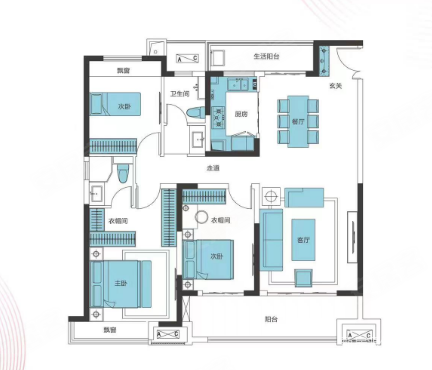 建业云境3室2厅1卫95㎡南北109.8万