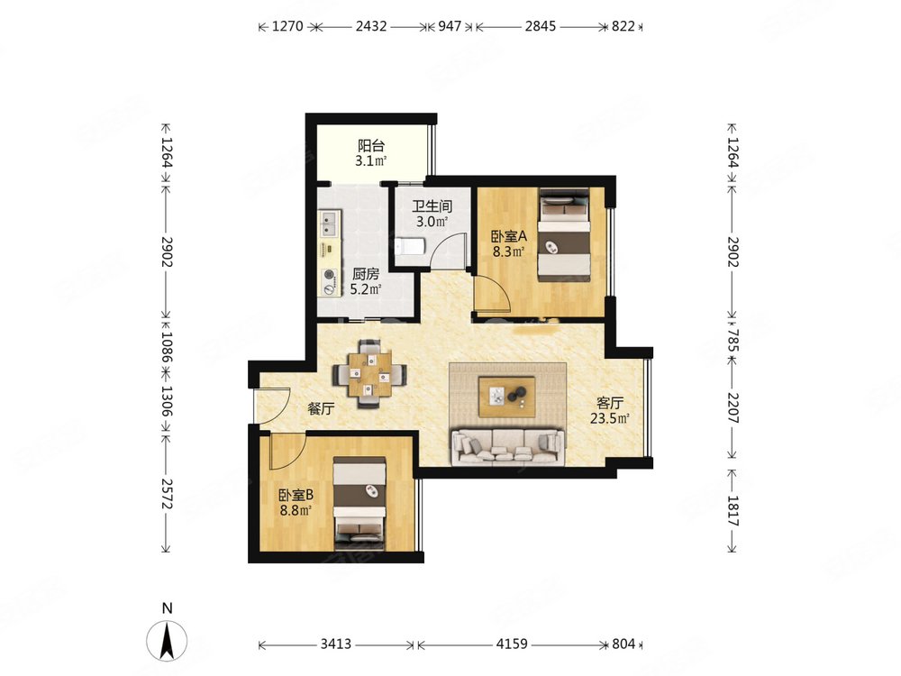 高新区新川板块一号线广都地铁口,精装套二,保养好可拎包入住,蒂梵尼t