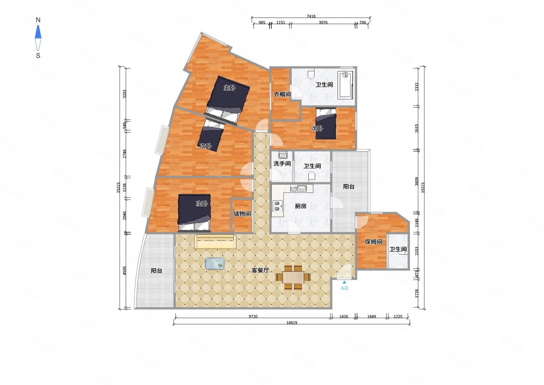 仁恒滨江园(三期)4室2厅3卫241.7㎡南北4500万