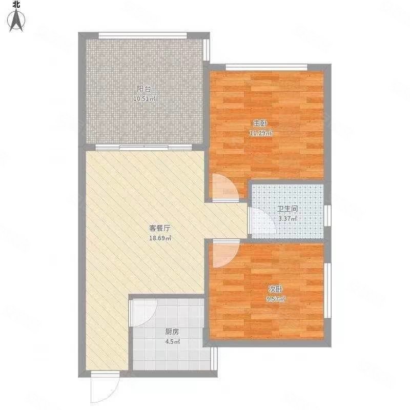 万固西江月2室2厅1卫70㎡南北58万