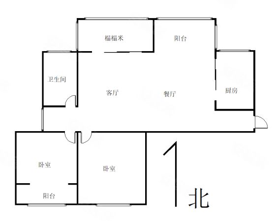 凤凰花城(二期)2室2厅1卫89.94㎡南北158万