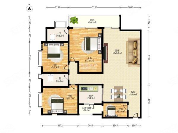 广州越秀东湖东山水恋东山水恋 4室2厅2卫 电梯房 116平 配套齐全出租