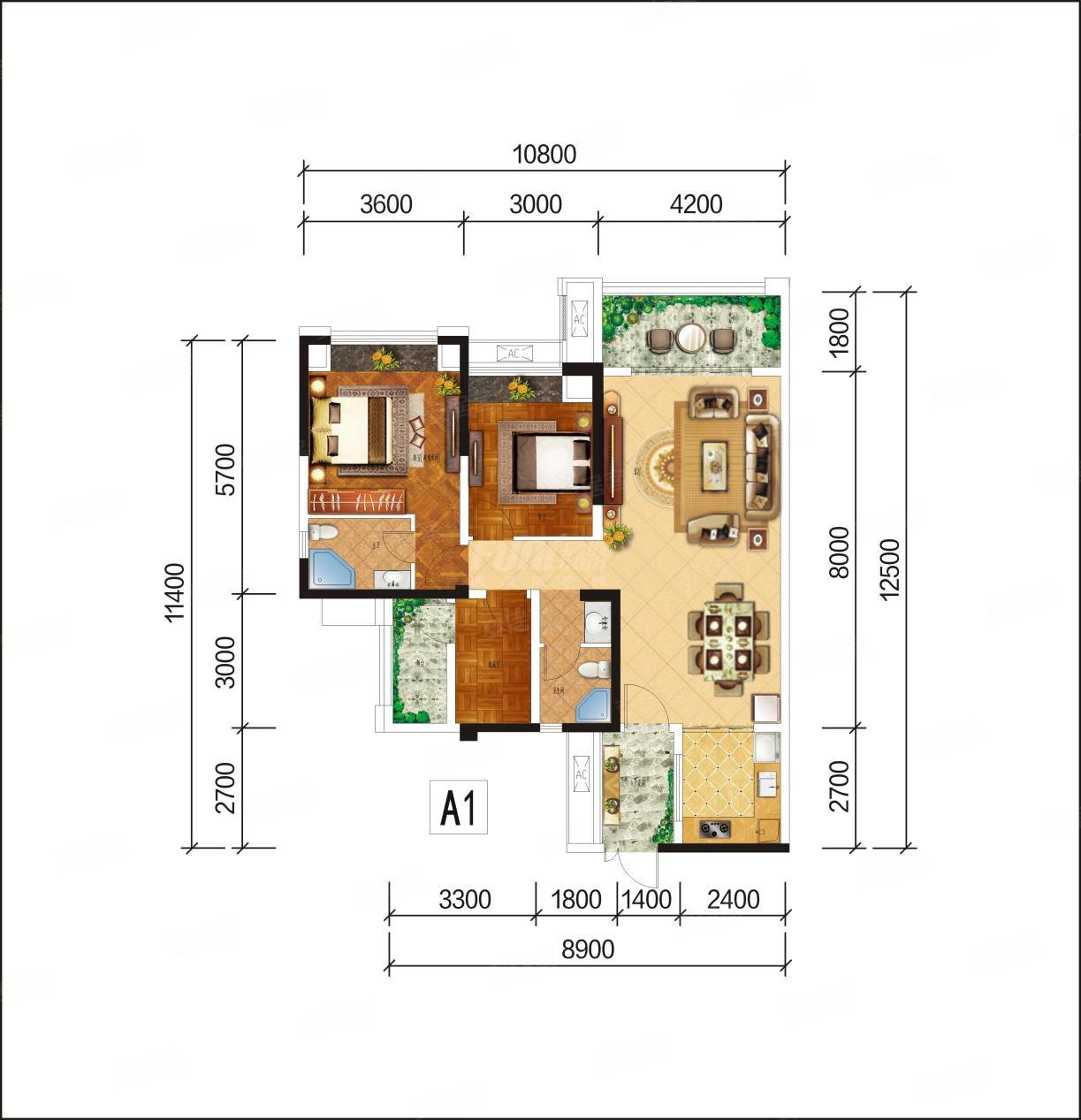 碧波豪庭套三双卫全临江114平米698万