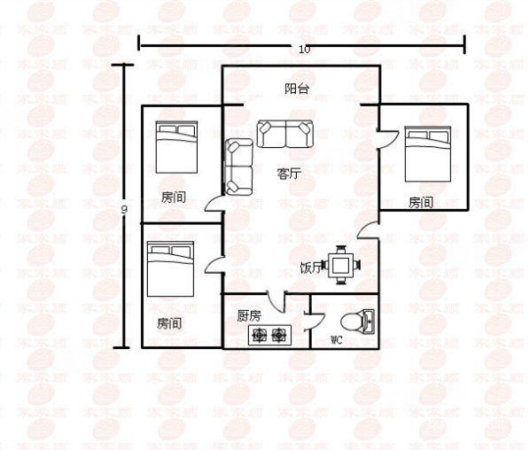 迎源花园3室2厅2卫92㎡南北54.8万