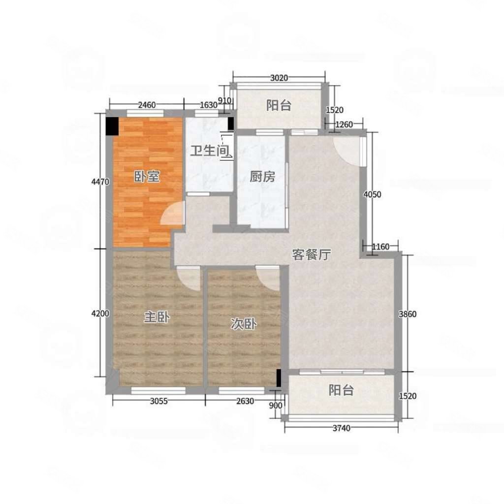 恒生阳光城3室2厅2卫138㎡南85万