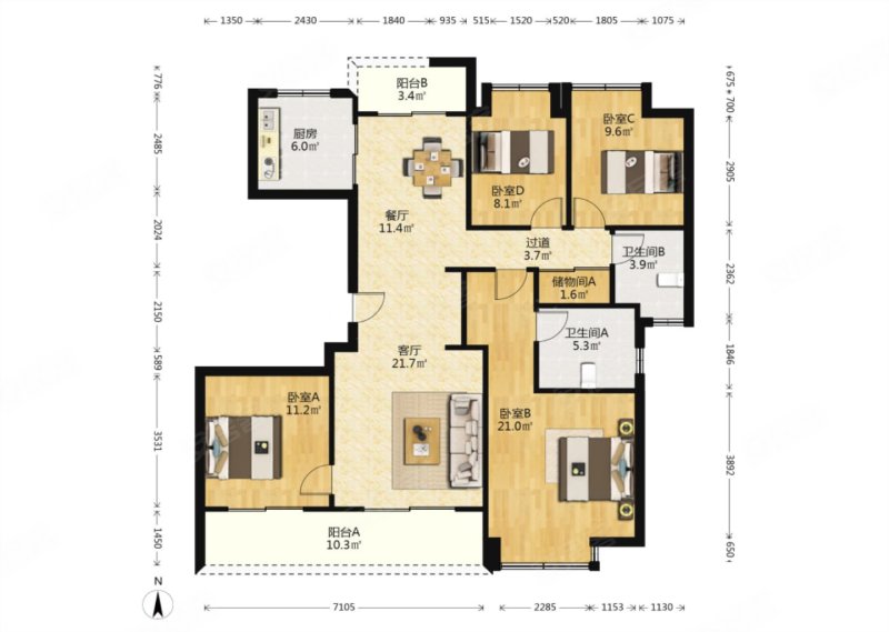 绿城兰园4室2厅2卫143㎡南250万