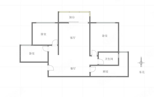 龙湖春江天镜御江3室0厅1卫91.89㎡东北94.7万