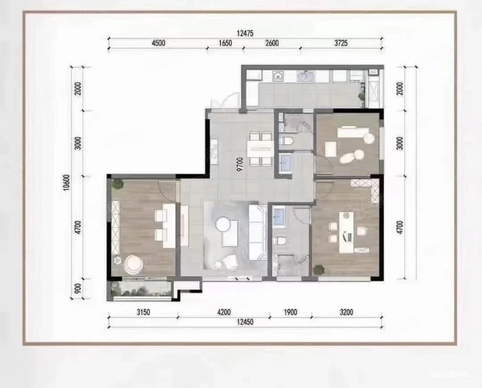 名人风景2室2厅1卫65㎡南北70万