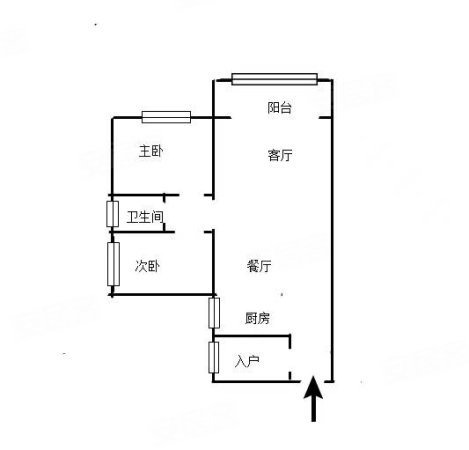 马鞍御都2室1厅1卫60㎡南北28万