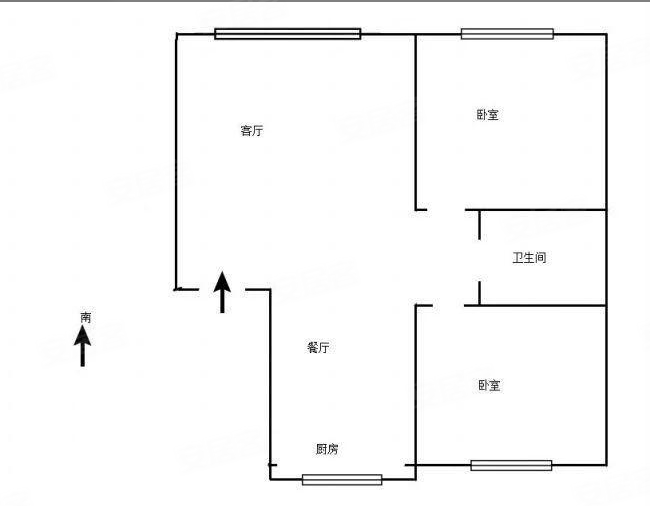 万盛东城2室2厅1卫93㎡南北58万