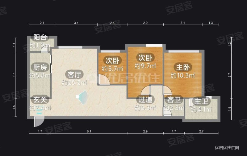 中交中央公园悦颂3室2厅2卫86.41㎡南北120万