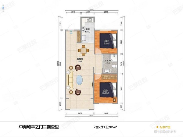 【多图】中海和平之门(一二期),长白租房,中海和平之门二期 两居室 租