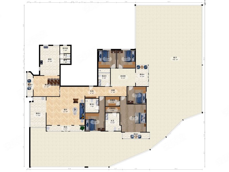 新出装修好 位置好 四面采光2梯1户平墅 2车位5阳台,万城华府海园二手
