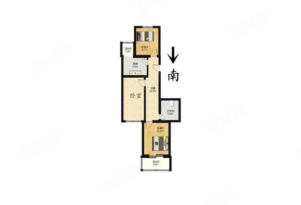 润杰经典创新园2室1厅1卫83.19㎡南北235万