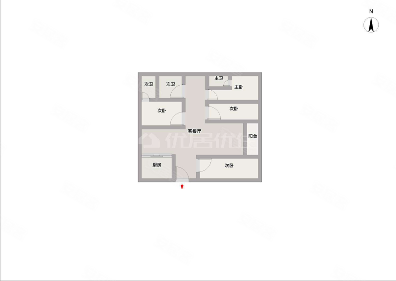 达鑫江滨新城(二期)4室2厅3卫123.47㎡南北295万