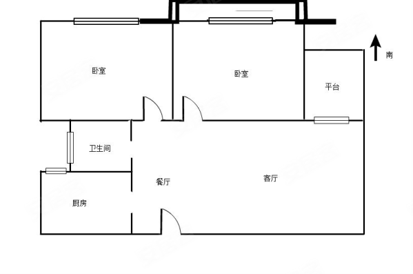 金色港湾2室2厅1卫85㎡南北55万