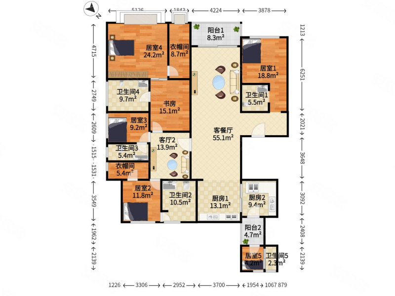 宝能公馆  大户型,开发商装修,没住过,超高使用率
