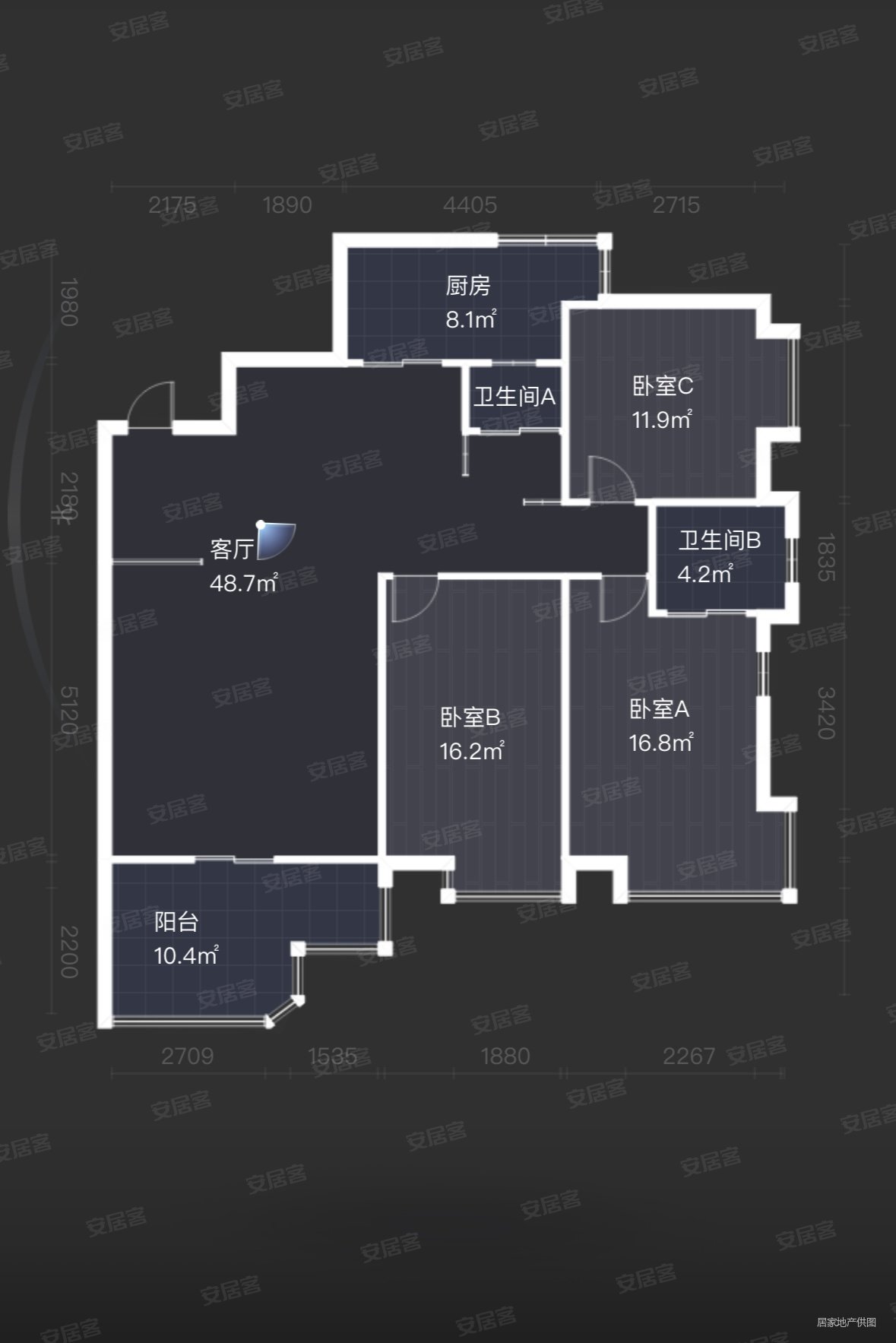 长龙黄石形象3室2厅2卫137㎡西北95万