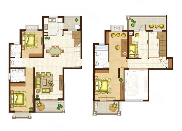 电梯跃层复式挑高6米客厅5房2厅恒辉翡翠稀有户型