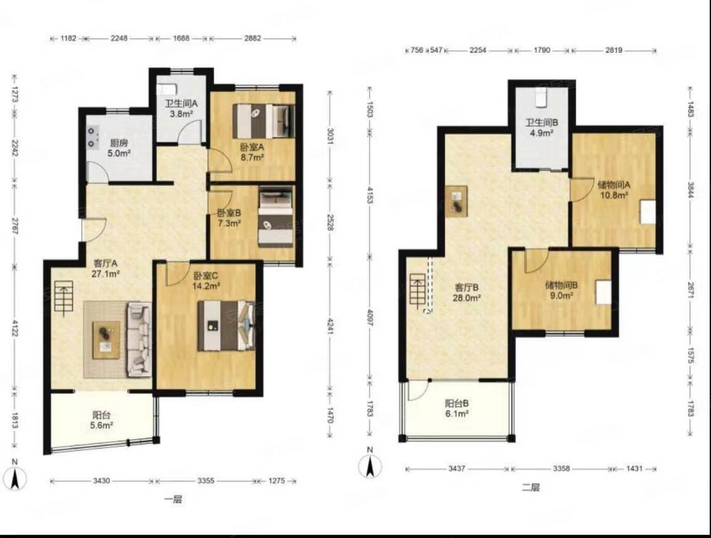 翠林山庄金地商场旁跃层5房2卫满五
