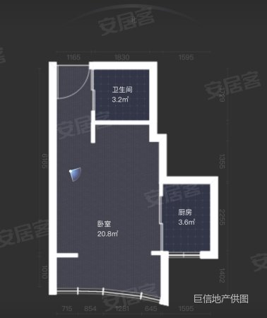 百里大厦1室0厅1卫38.36㎡南北79万