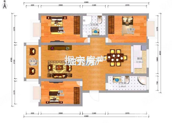 新东方世纪城5室3厅2卫163㎡南北74.9万