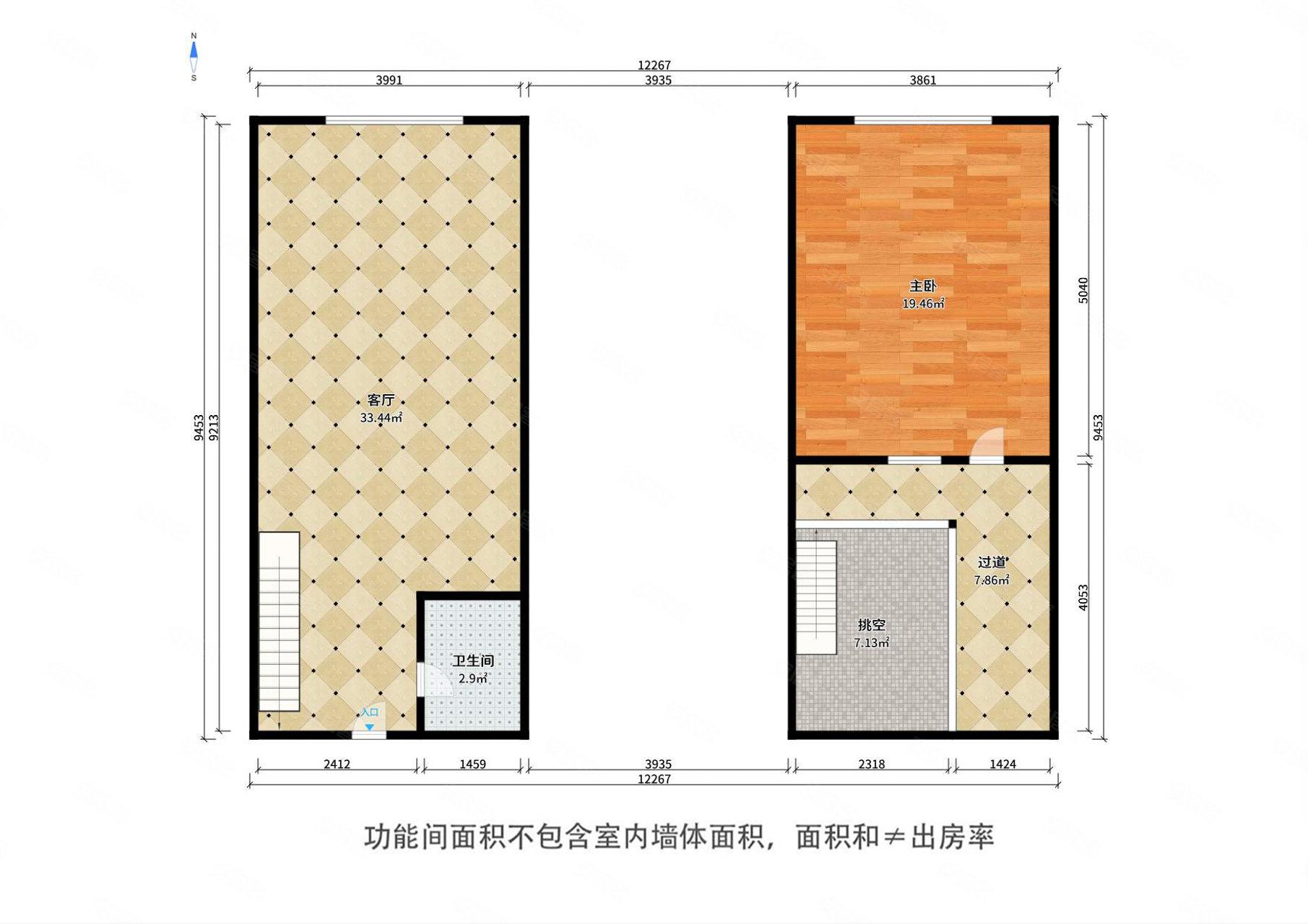 北辰红星国际广场(商住楼)1室1厅1卫57.55㎡南68万