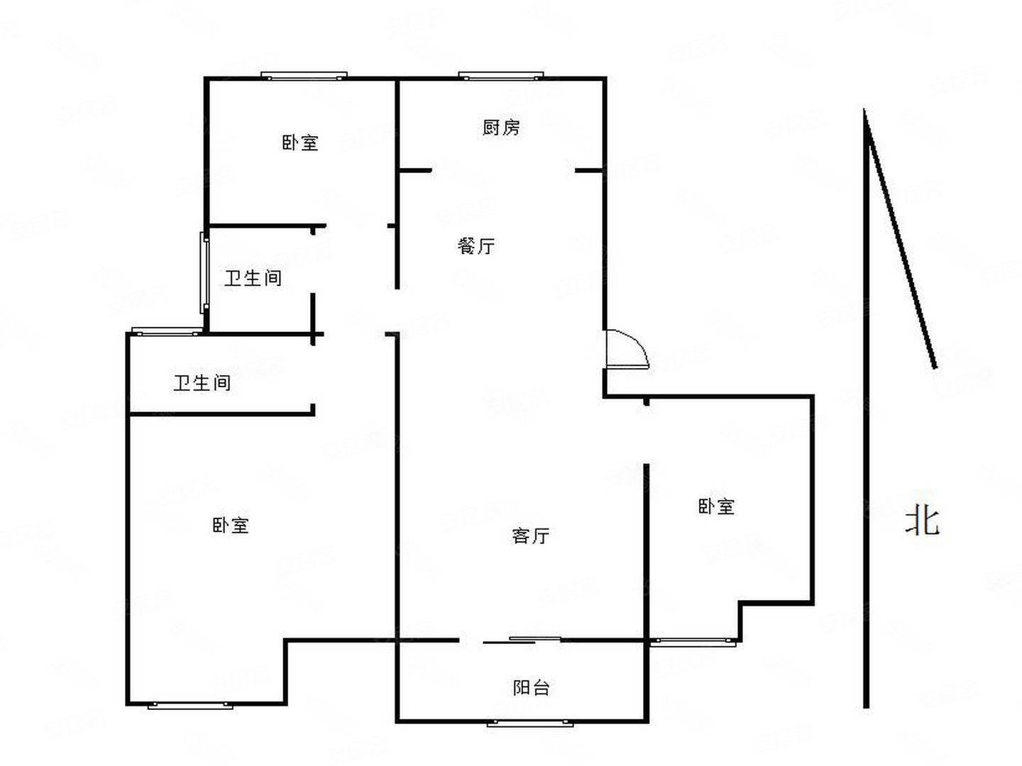 睿智城1号院3室2厅2卫126.97㎡东59万