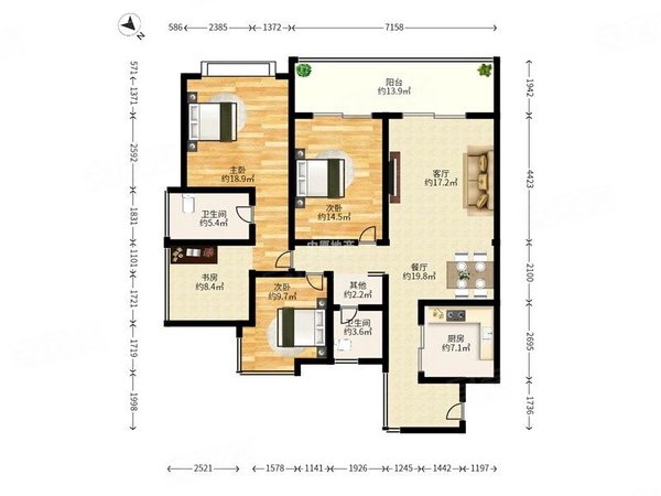 深圳龙岗大运睿智华庭睿智华庭四房出租,正南向,看大运景观出租房源