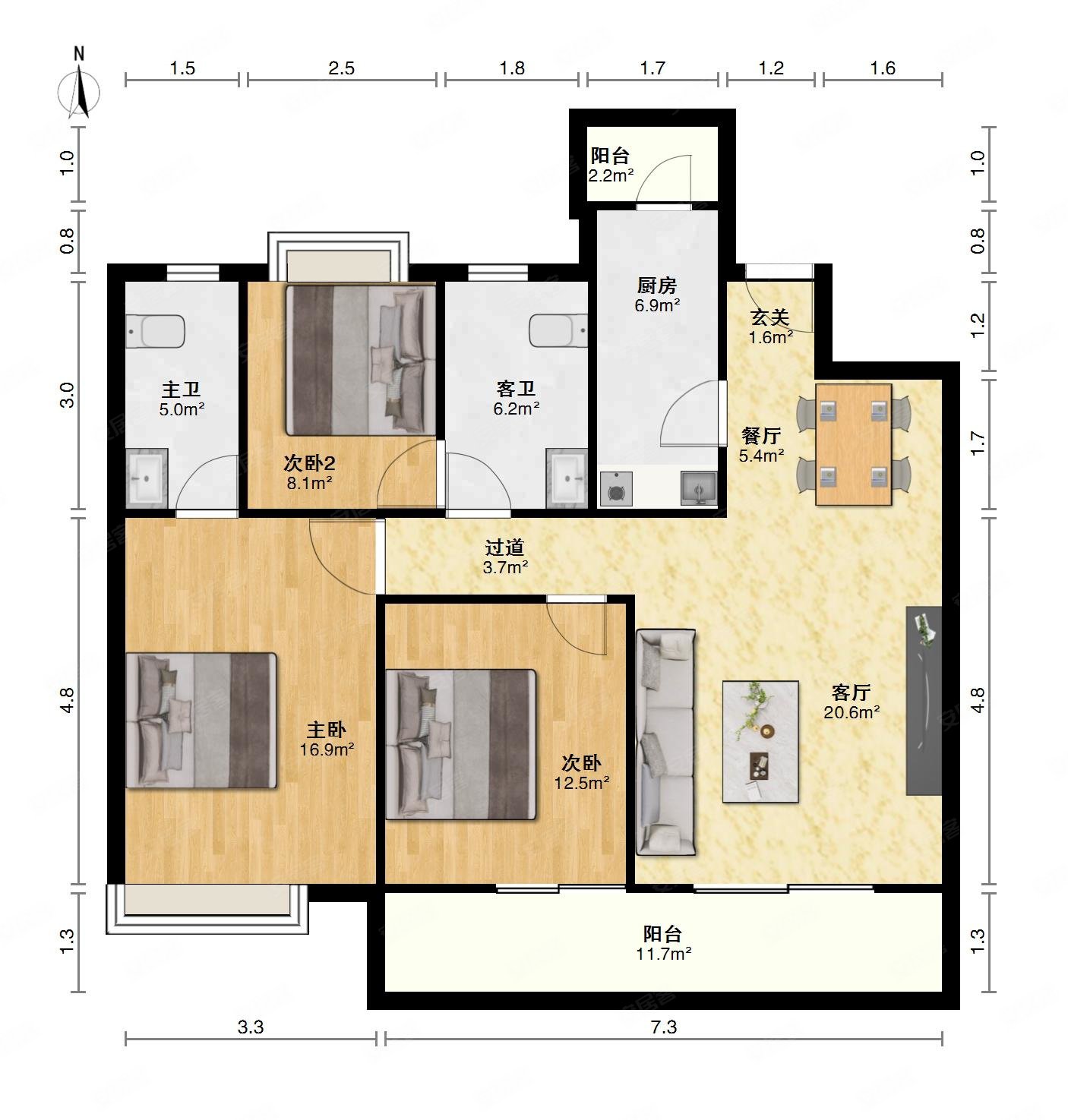 万科金域滨江近地铁精装3房2厅2卫