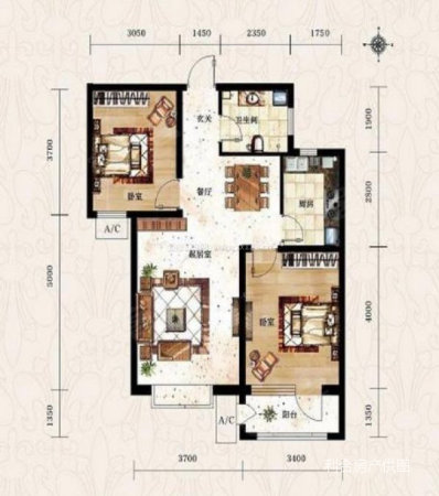 利辛碧桂园3室2厅2卫122㎡南北72万