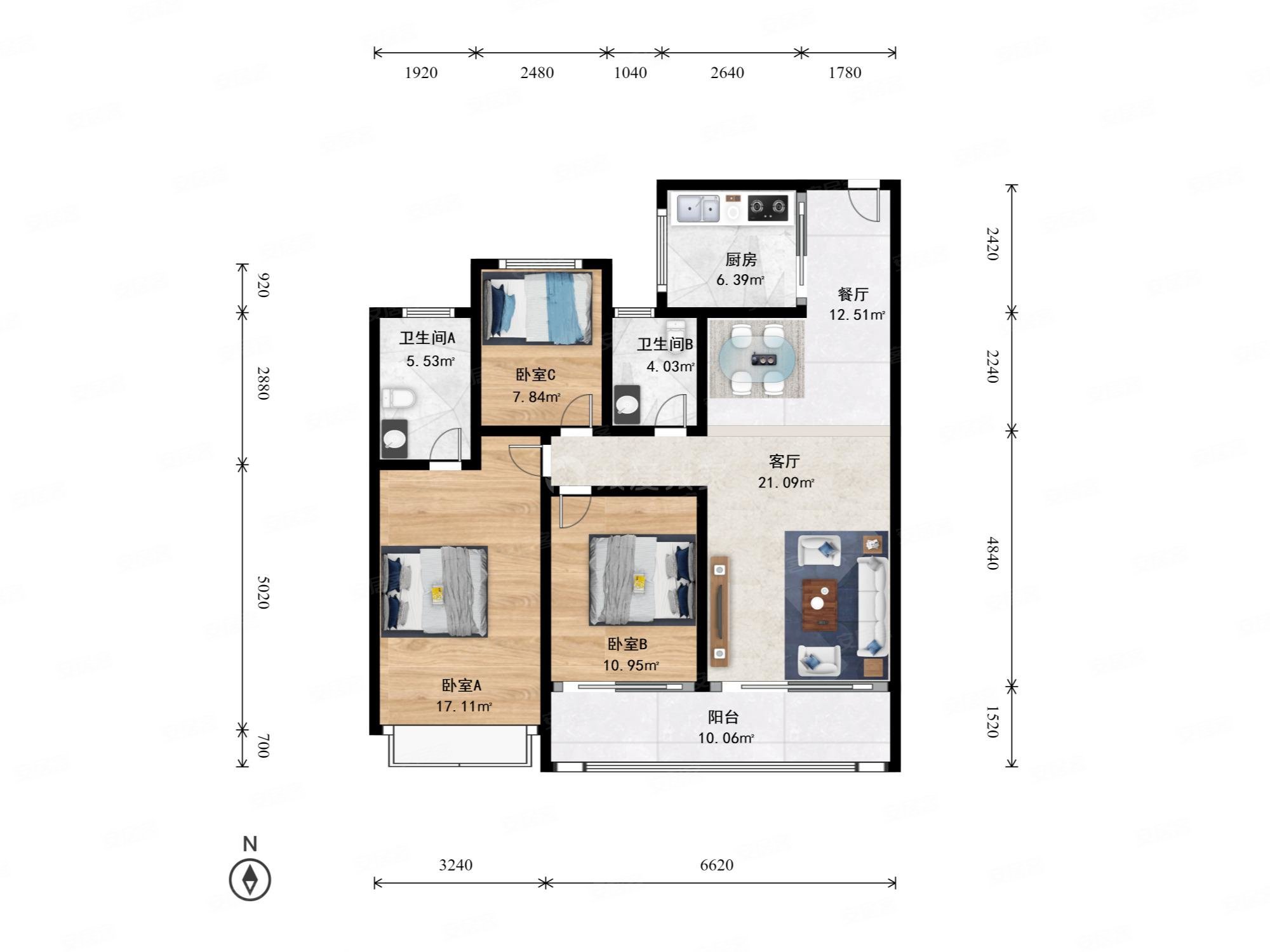 锦尚和品府(东区)3室2厅2卫112.08㎡南769万