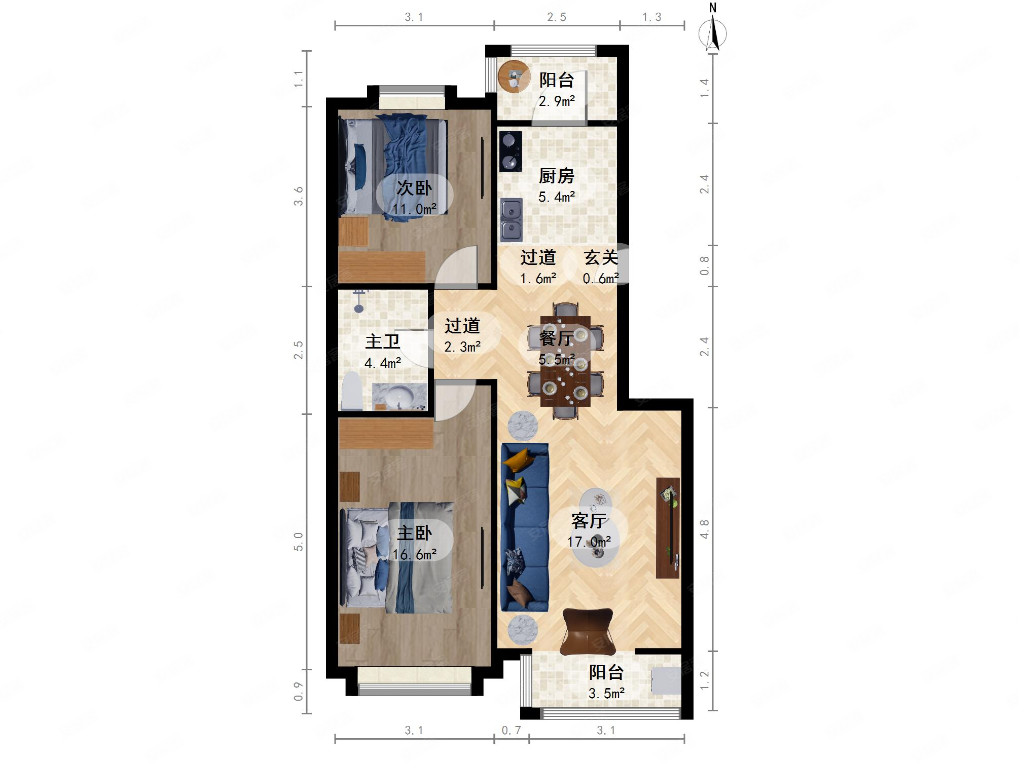 盛达园新出h户型电梯小高层带装修采光无遮挡一梯两户