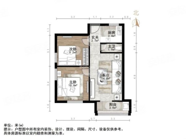 胜利大街1-16号小区2室1厅1卫53㎡南北143万