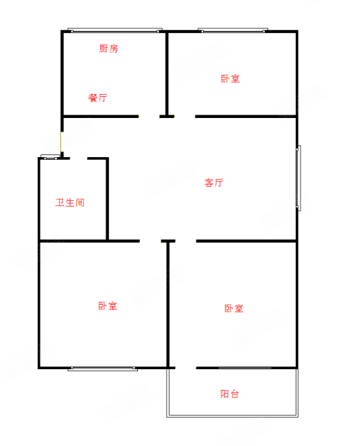 幸福新村3室2厅1卫94㎡南北125万