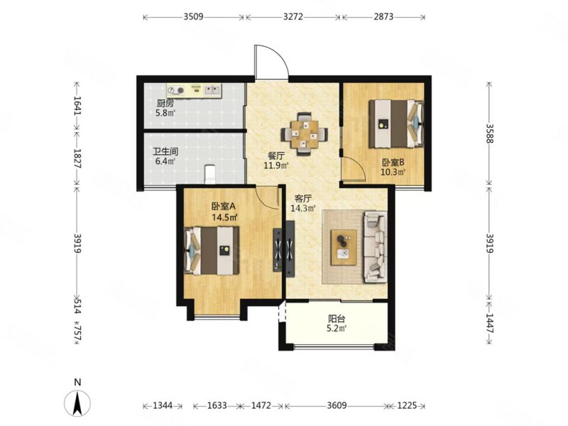 凤凰和美 简装大两室 电梯高层 全南户型 视野好 采光佳