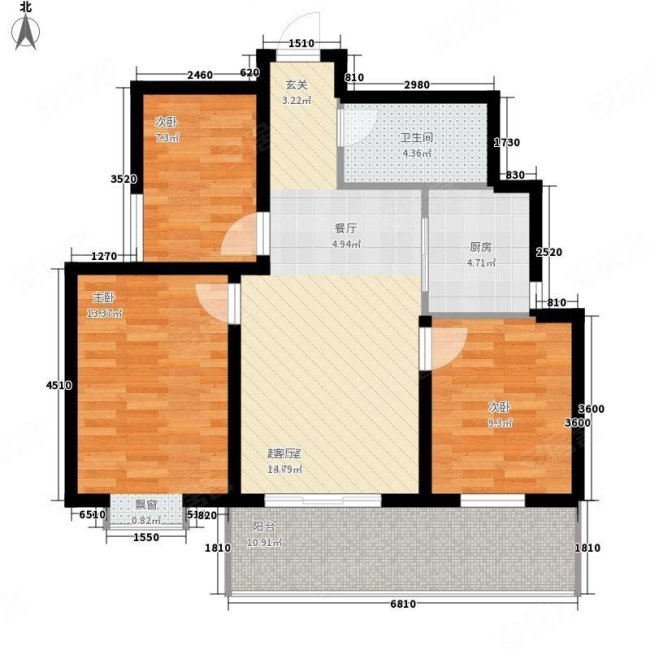 诚信家属院3室2厅1卫92㎡南北46万